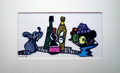 Stilllife - Bottles, Fruit and Vase